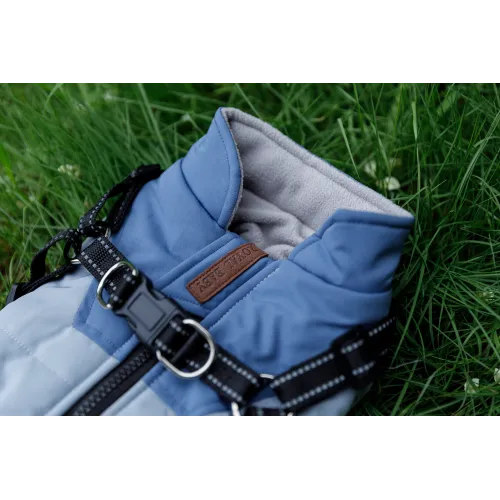 KURTKA DLA PSA ciepła wodoodporna kamizelka z szelkami niebieski L ROXI