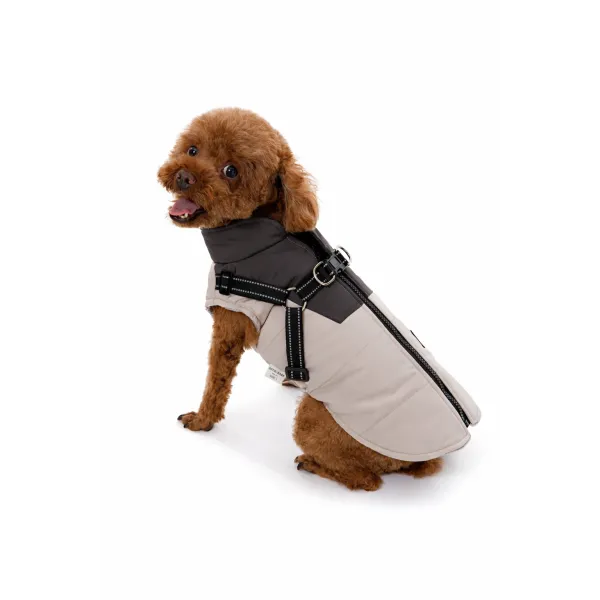 KURTKA DLA PSA ciepła wodoodporna kamizelka z szelkami szary S ROXI