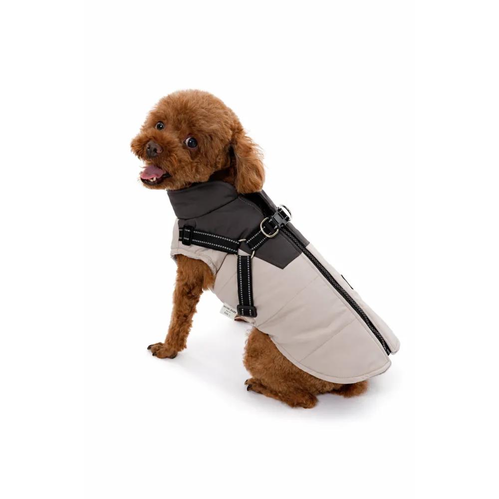 KURTKA DLA PSA ciepła wodoodporna kamizelka z szelkami szary S ROXI