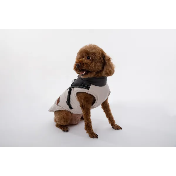 KURTKA DLA PSA ciepła wodoodporna kamizelka z szelkami szary S ROXI 2