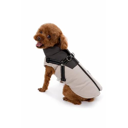 KURTKA DLA PSA ciepła wodoodporna kamizelka z szelkami szary M ROXI