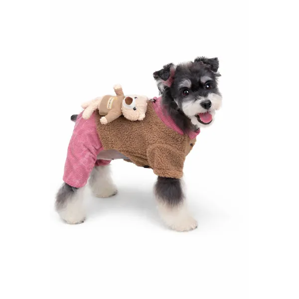 KURTKA DLA PSA ciepłe miękkie różowe ubranko kamizelka brąz S TEDI