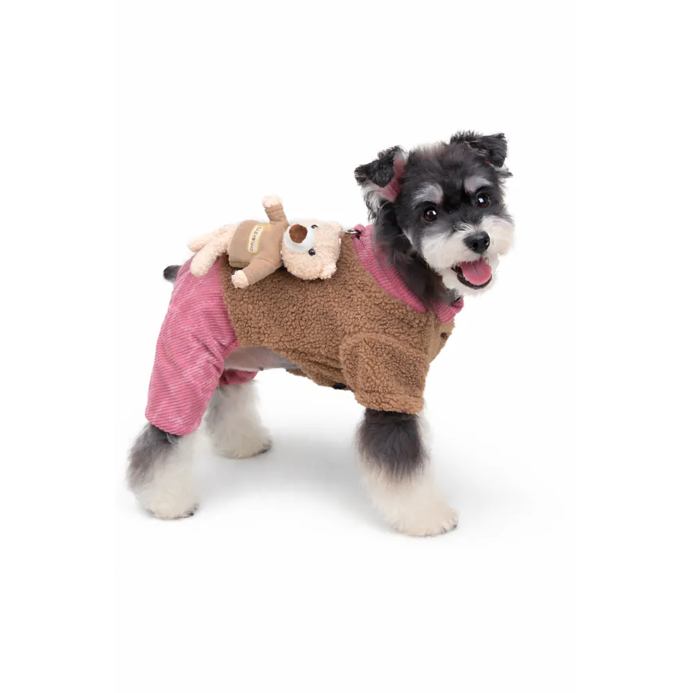 KURTKA DLA PSA ciepłe miękkie różowe ubranko kamizelka brąz S TEDI