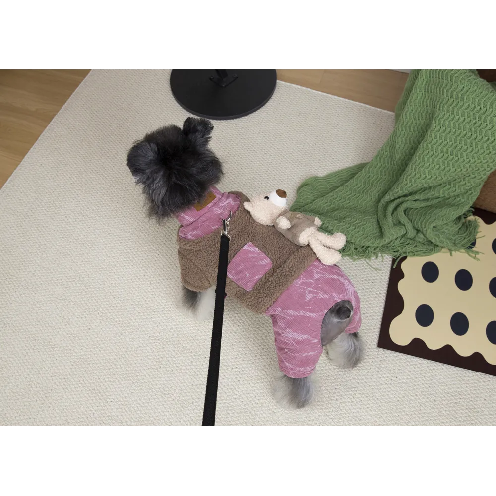 KURTKA DLA PSA ciepłe miękkie różowe ubranko kamizelka brąz M TEDI