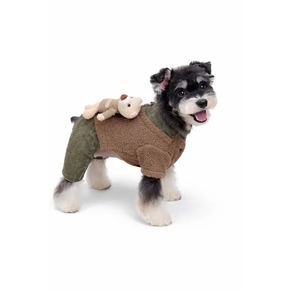 KURTKA DLA PSA ciepłe miękkie zielone ubranko kamizelka brąz S TEDI