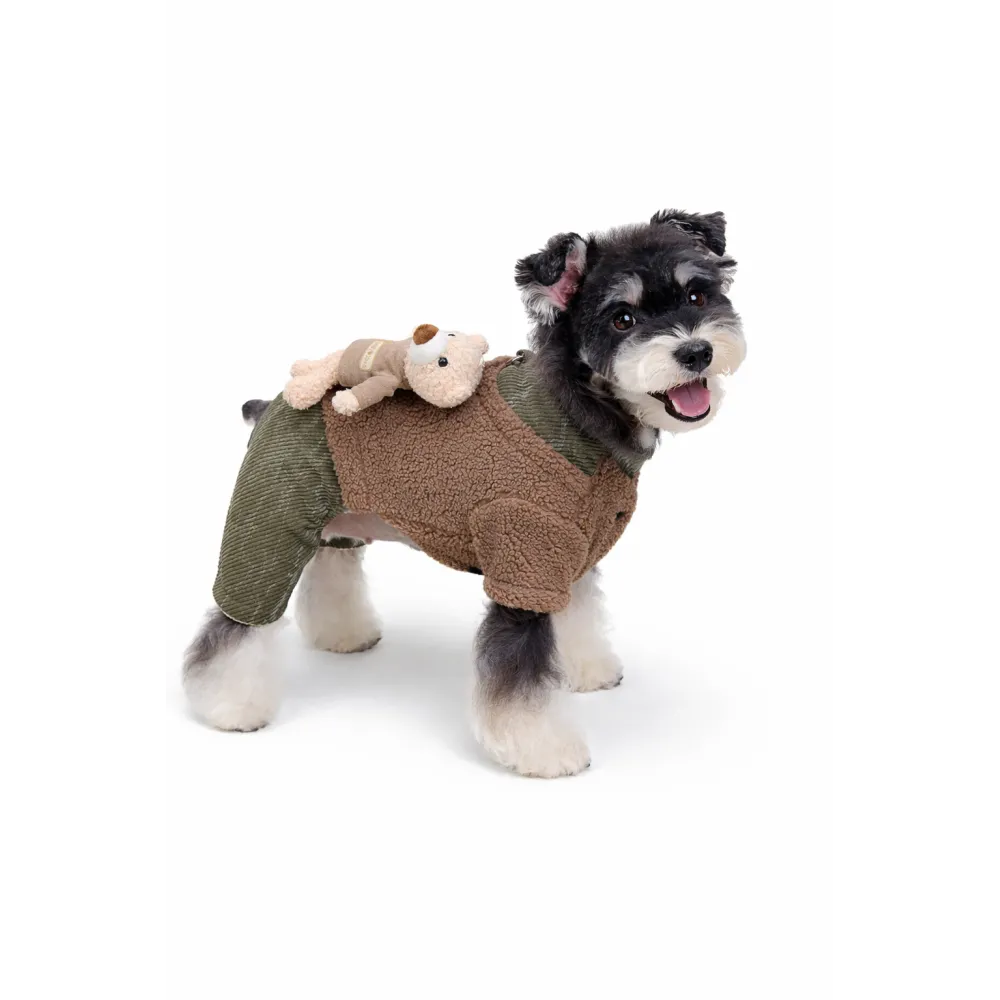 KURTKA DLA PSA ciepłe miękkie zielone ubranko kamizelka brąz M TEDI