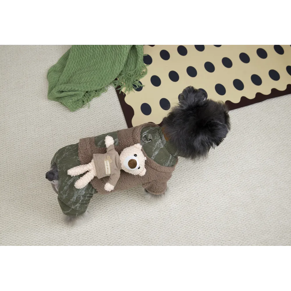 KURTKA DLA PSA ciepłe miękkie zielone ubranko kamizelka brąz S TEDI