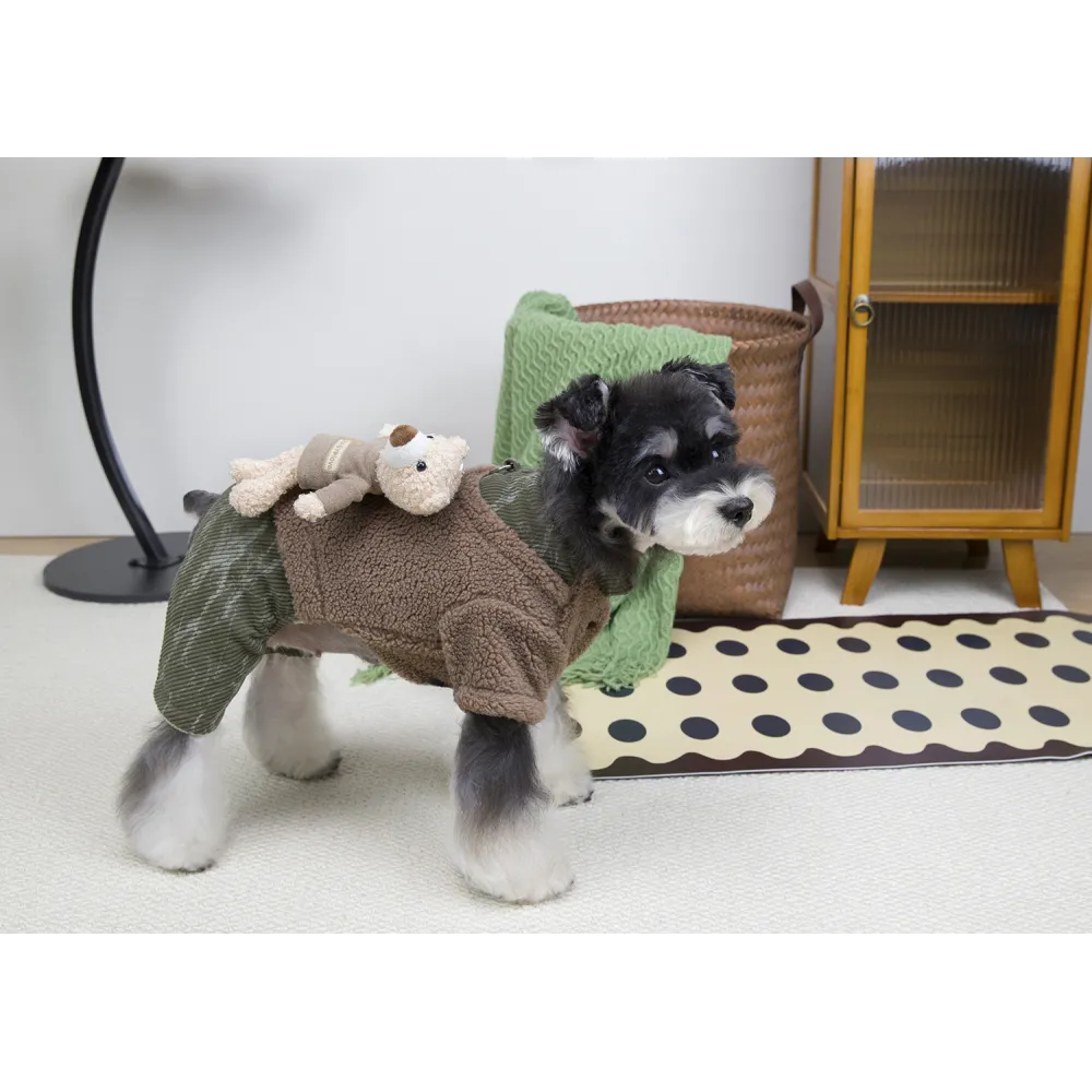 KURTKA DLA PSA ciepłe miękkie zielone ubranko kamizelka brąz L TEDI