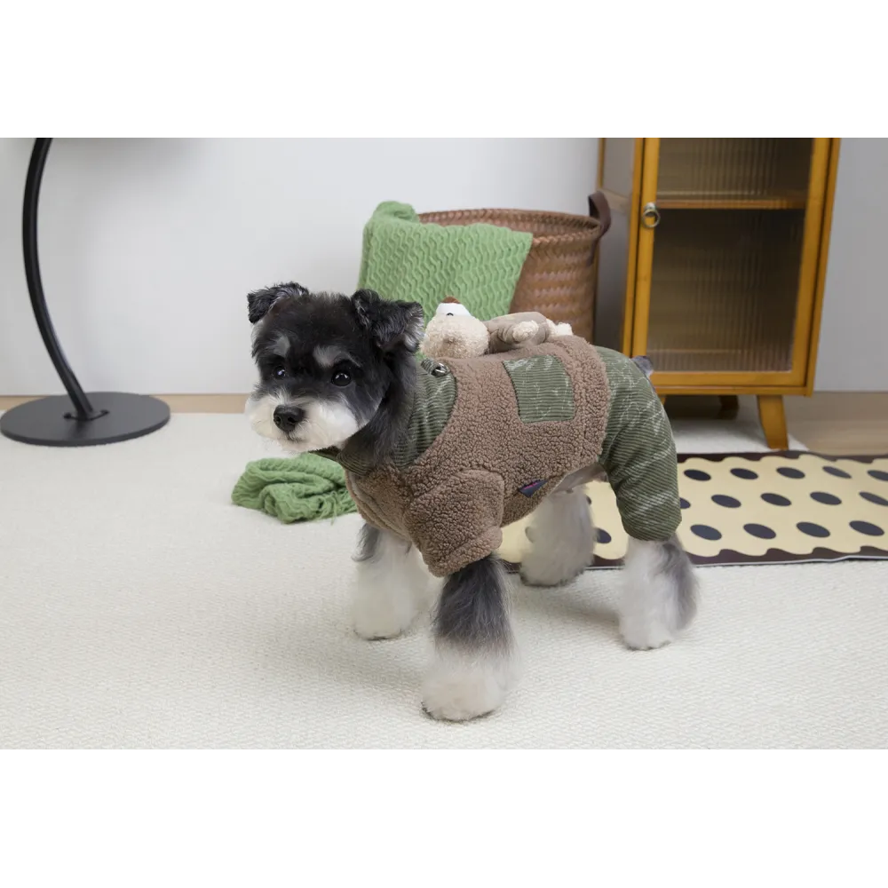 KURTKA DLA PSA ciepłe miękkie zielone ubranko kamizelka brąz L TEDI