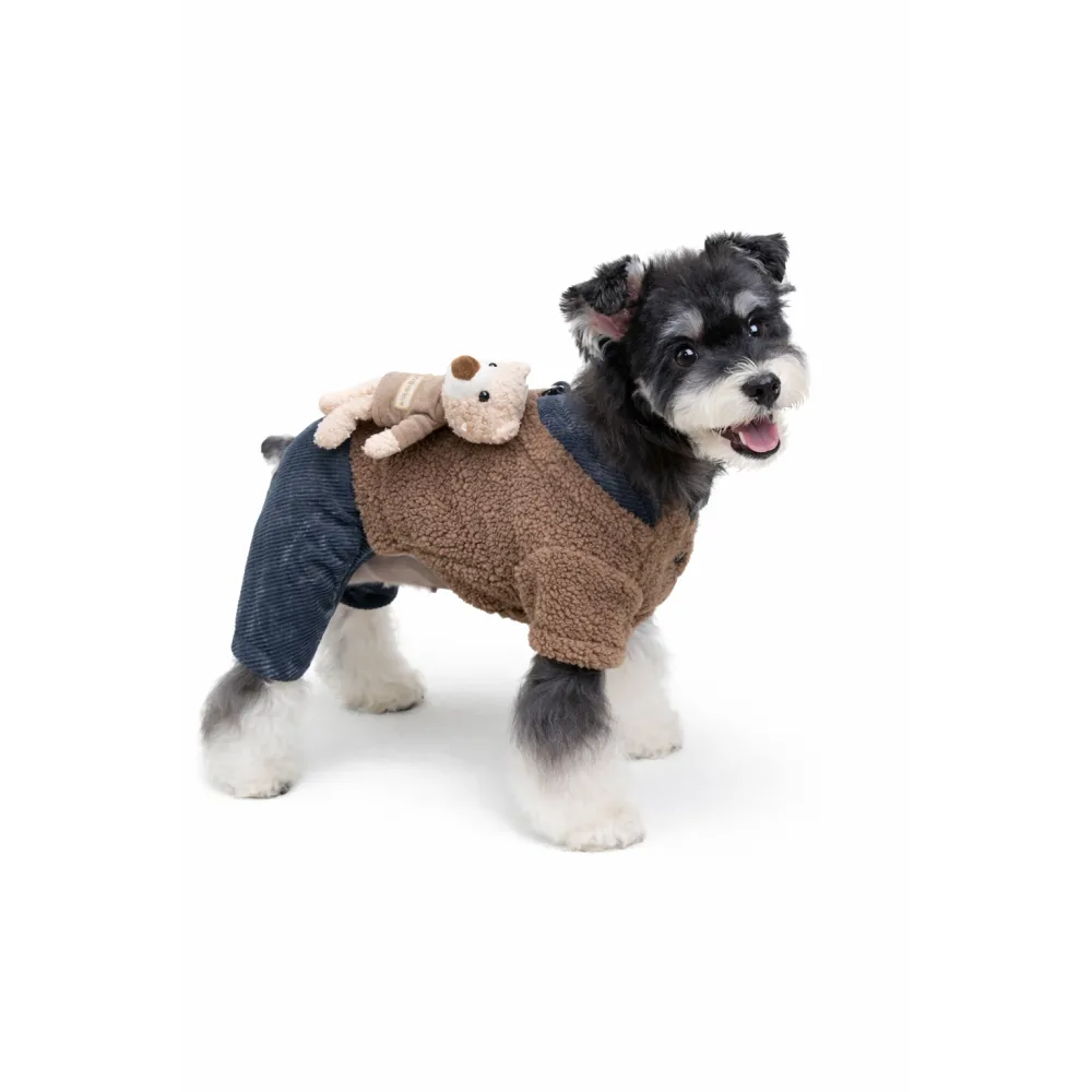 KURTKA DLA PSA ciepłe miękkie granatowe ubranko kamizelka brąz S TEDI