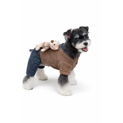 KURTKA DLA PSA ciepłe miękkie granatowe ubranko kamizelka brąz M TEDI