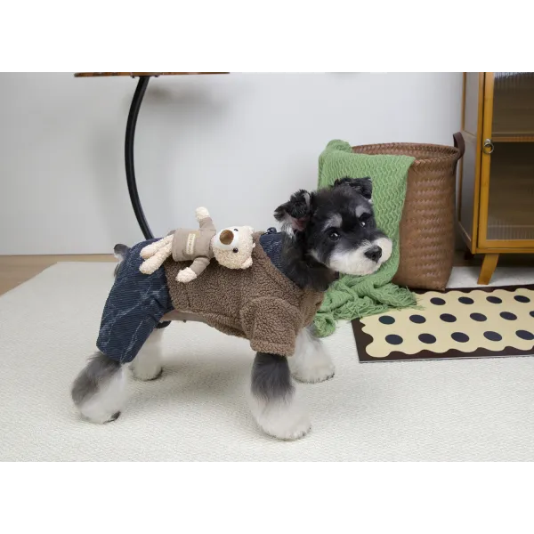 KURTKA DLA PSA ciepłe miękkie granatowe ubranko kamizelka brąz M TEDI 2