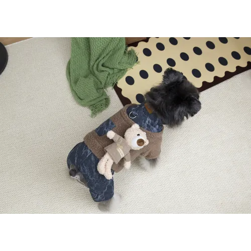 KURTKA DLA PSA ciepłe miękkie granatowe ubranko kamizelka brąz M TEDI