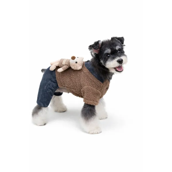 KURTKA DLA PSA ciepłe miękkie granatowe ubranko kamizelka brąz L TEDI
