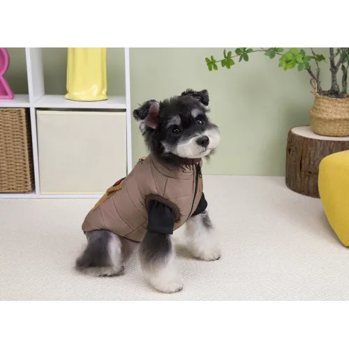 KURTKA DLA PSA ubranko ciepła wodoodporna kamizelka brązowa S LUNA