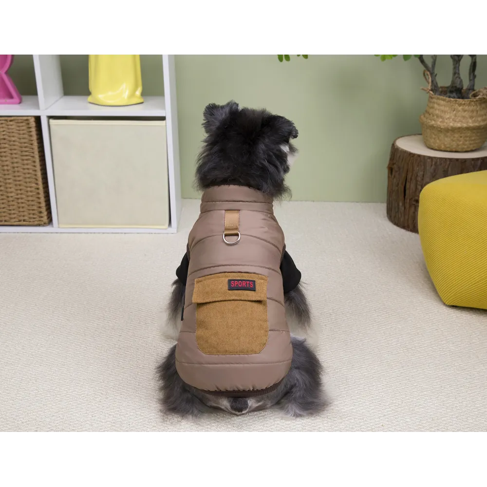 KURTKA DLA PSA ubranko ciepła wodoodporna kamizelka brązowa M LUNA