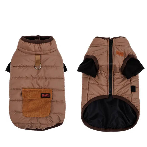 KURTKA DLA PSA ubranko ciepła wodoodporna kamizelka brązowa L LUNA