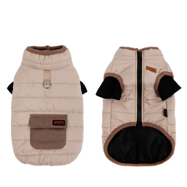 KURTKA DLA PSA ubranko ciepła wodoodporna kamizelka  beżowa S LUNA