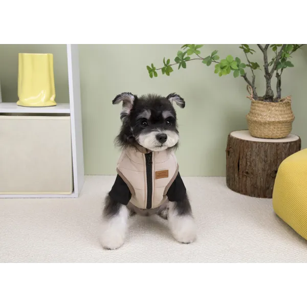 KURTKA DLA PSA ubranko ciepła wodoodporna kamizelka  beżowa S LUNA 2