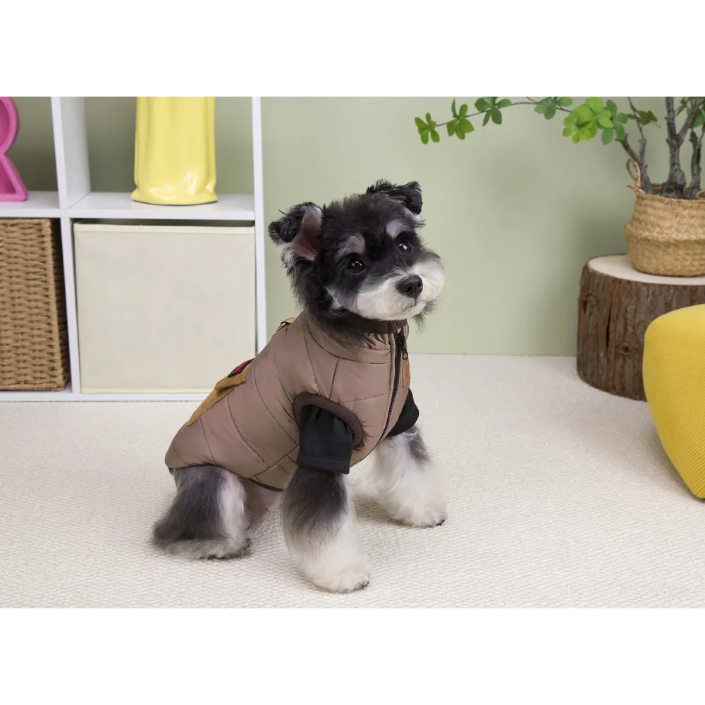 KURTKA DLA PSA ubranko ciepła wodoodporna kamizelka brązowa L LUNA