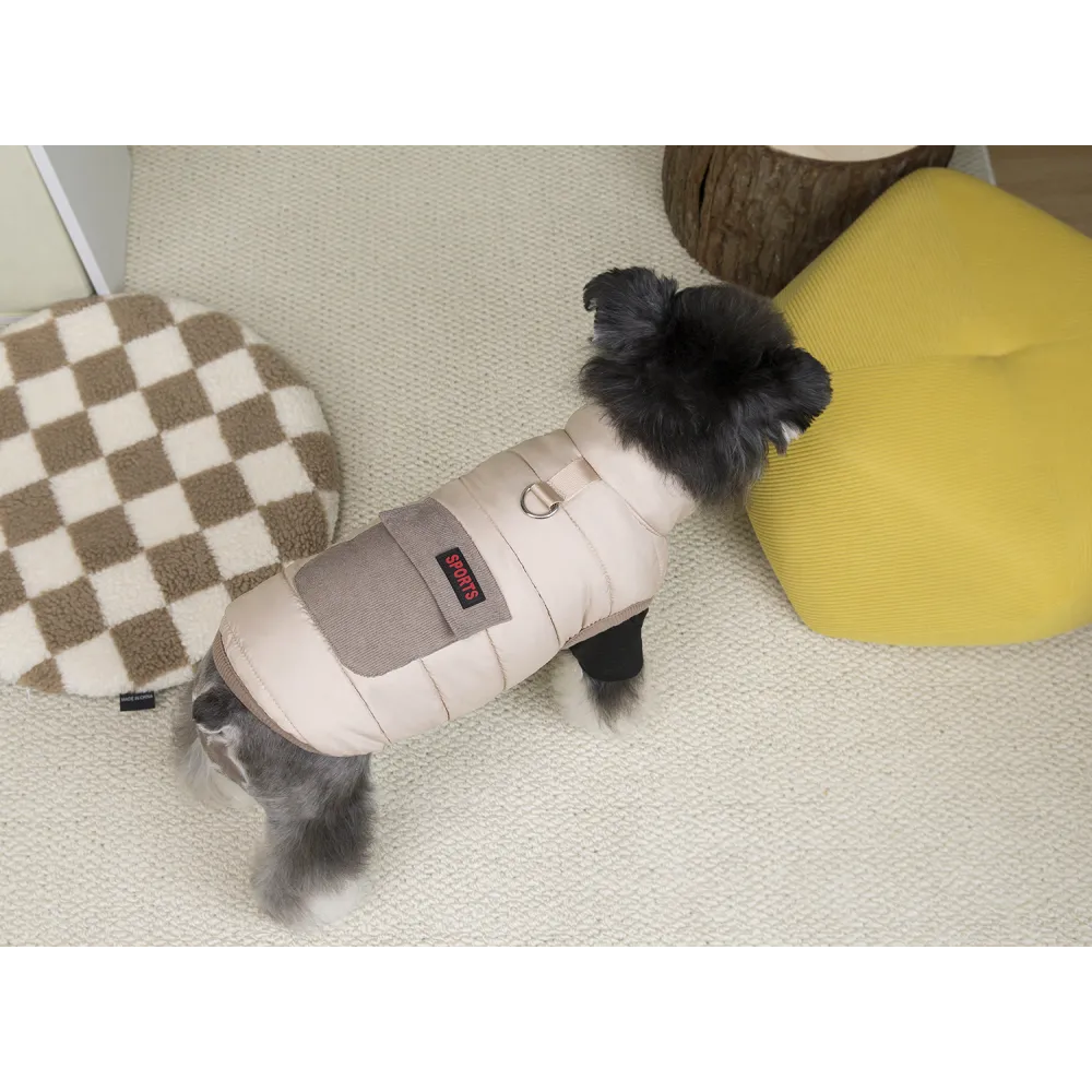 KURTKA DLA PSA ubranko ciepła wodoodporna kamizelka  beżowa S LUNA