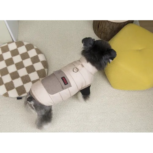 KURTKA DLA PSA ubranko ciepła wodoodporna kamizelka  beżowa S LUNA