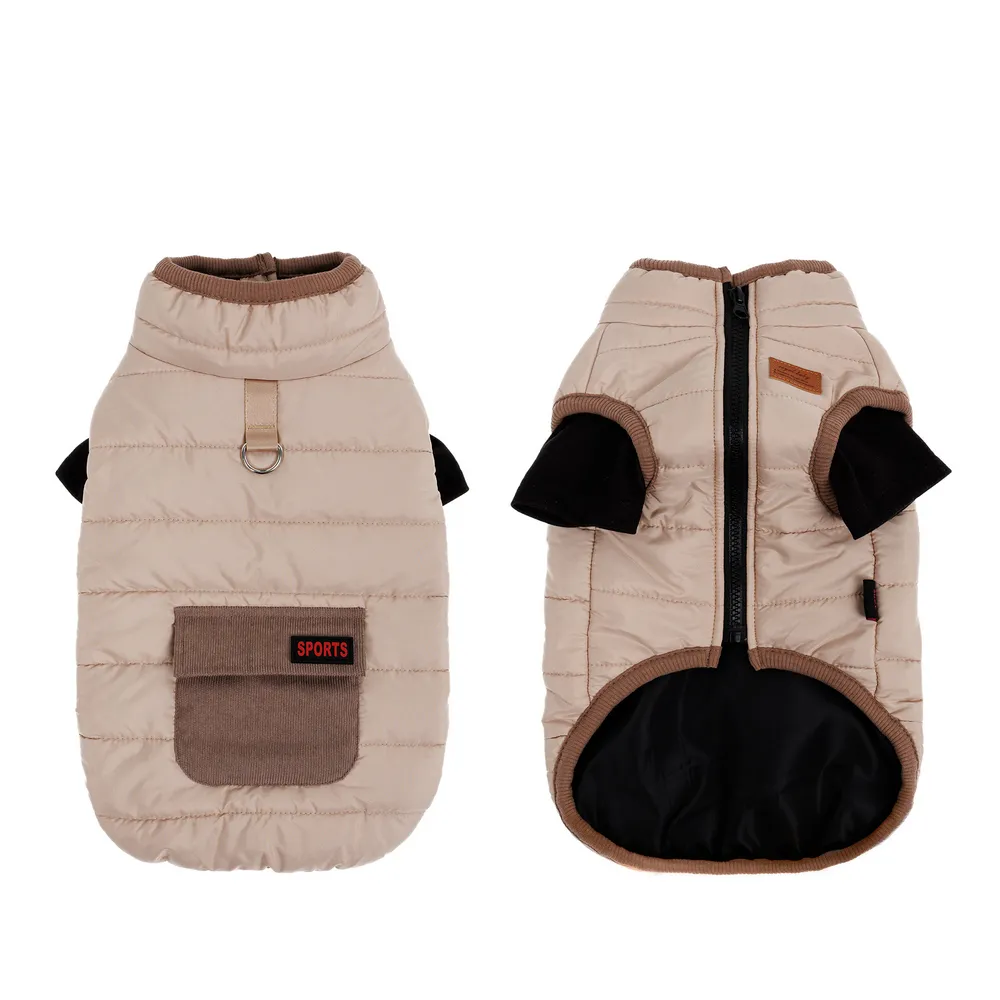 KURTKA DLA PSA ubranko ciepła wodoodporna kamizelka  beżowa L LUNA