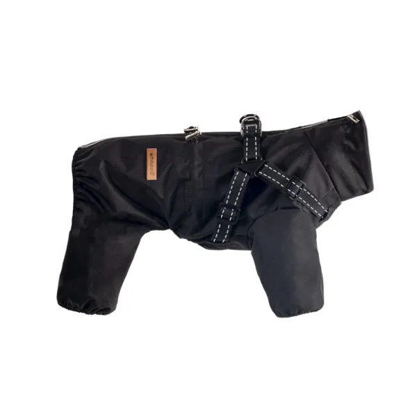 KURTKA DLA PSA przeciwdeszczowa z szelkami wodoodporna czarna S ARMI