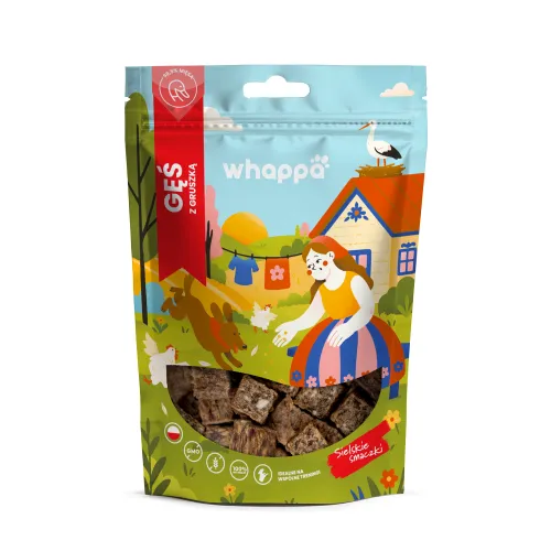 Przysmak dla psa Whappa Monoproteinowe kostki treningowe Gęś z gruszką