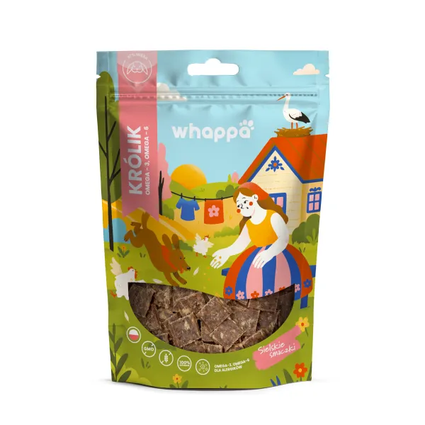 Przysmak dla psa Whappa Funkcjonalne cięte paski z królikiem 70g