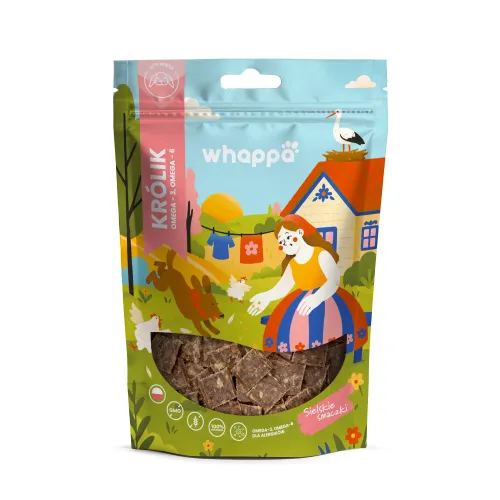 Przysmak dla psa Whappa Funkcjonalne cięte paski z królikiem 70g