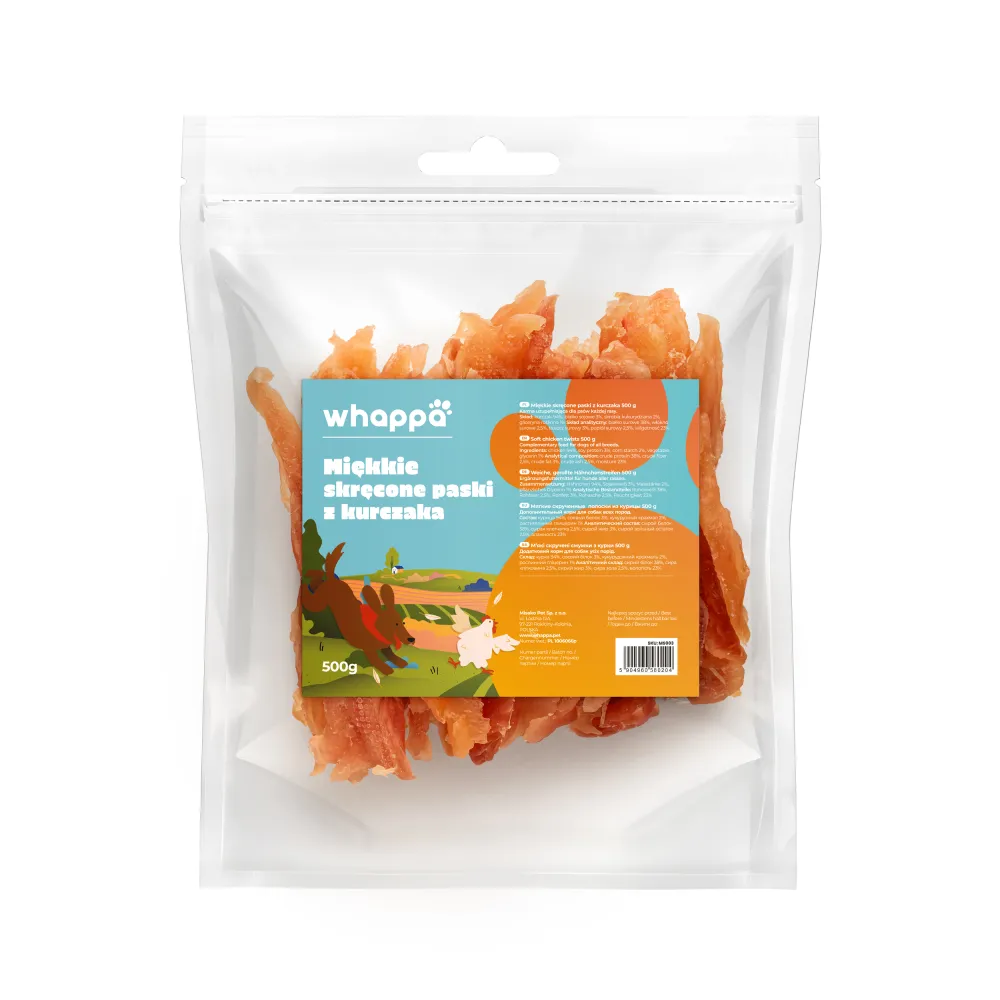 Przysmak dla psa 500g Miękkie skręcone paski z kurczaka