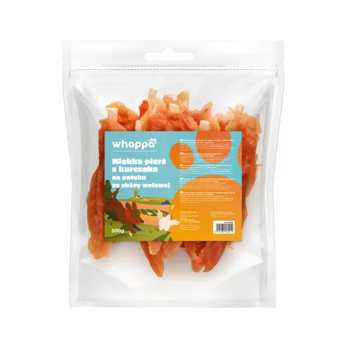 Przysmak dla psa Whappa Miękka pierś z kurczaka na patyku ze skóry wołowej