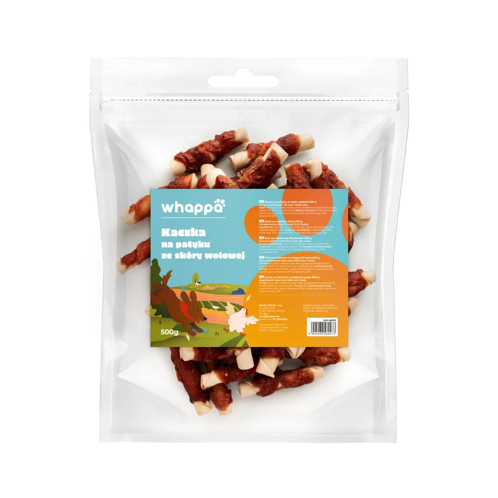 Przysmak dla psa Whappa 500g Kaczka owinięta na patyku wołowym 8cm
