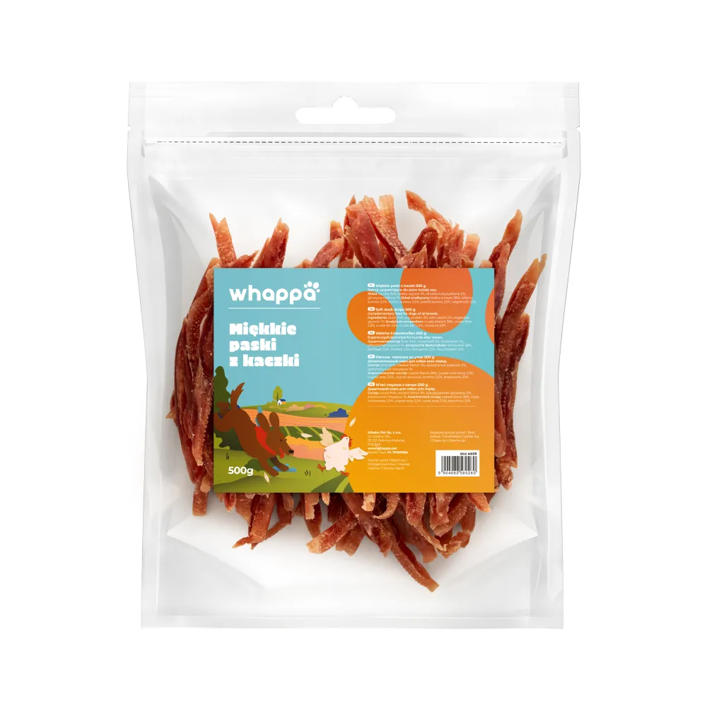 Przysmak dla psa Whappa 500g Miękkie stripsy z kaczki