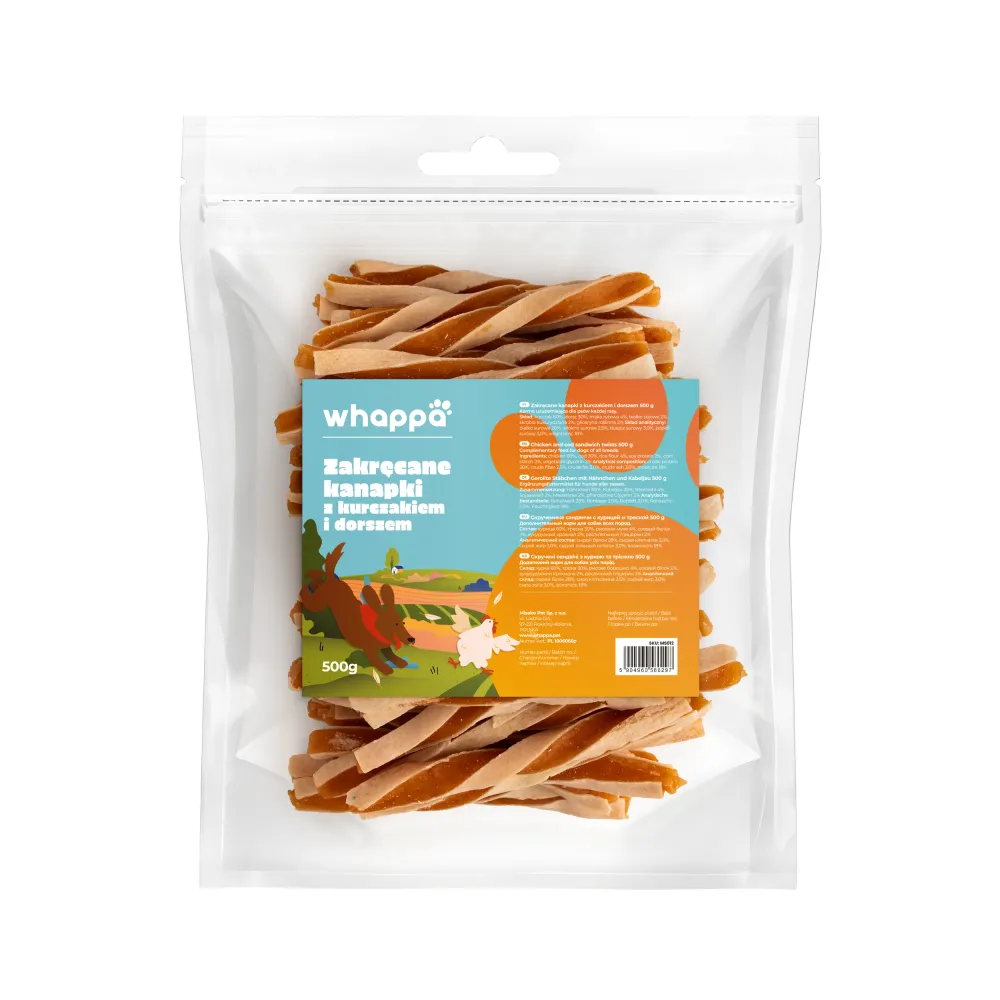 Przysmak dla psa Whappa 500g Kanapka z kurczakiem i dorszem