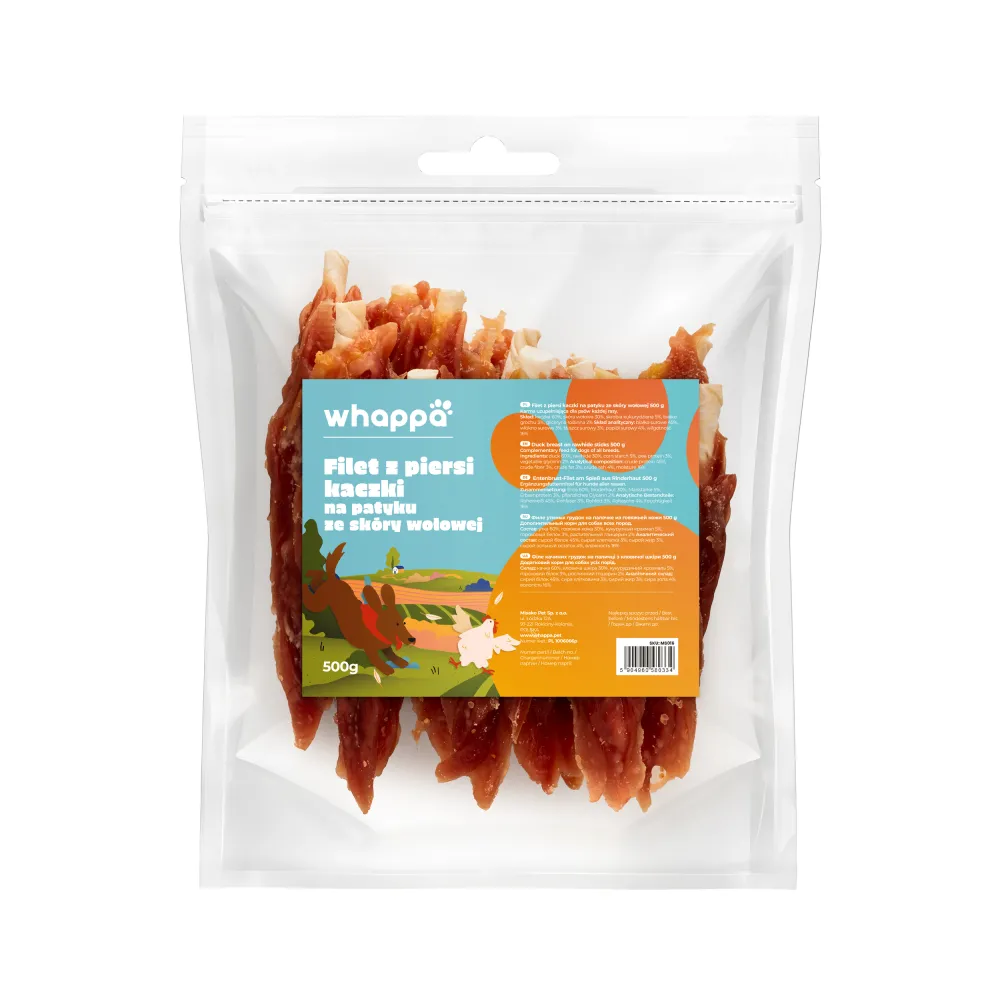 Przysmak dla psa Whappa 500g Filet z piersi kaczki na patyku