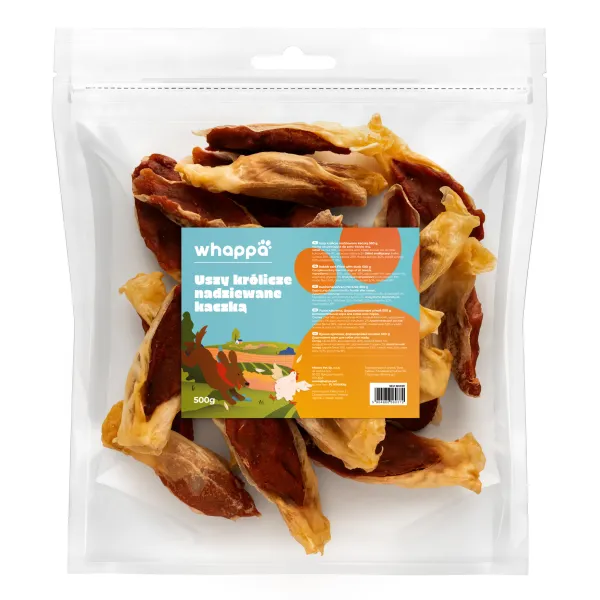 Przysmak dla psa Whappa 500g Uszy królicze faszerowane kaczką