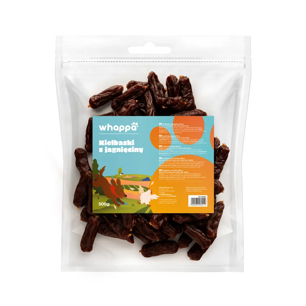 Przysmak dla psa Whappa 500g Kiełbaski z jagnięciny