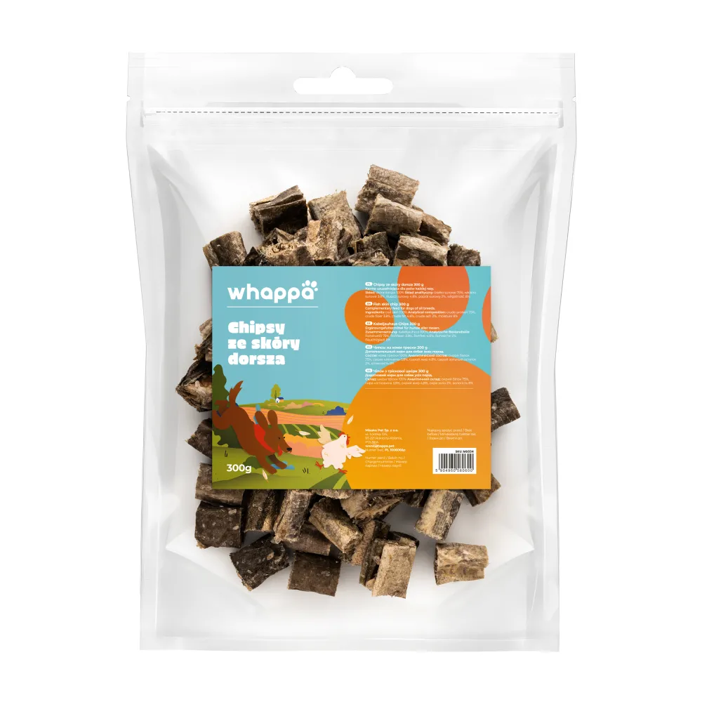 Przysmak dla psa Whappa 300g Chipsy ze skóry Dorsza