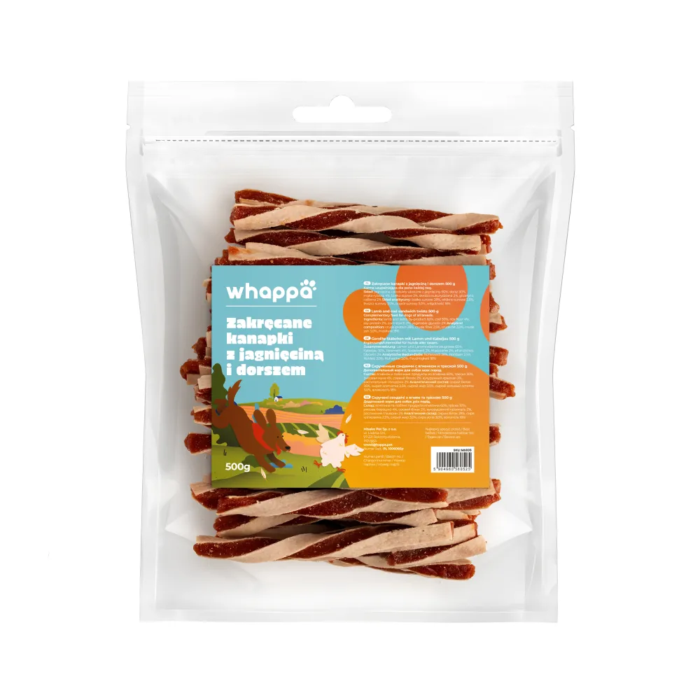 Przysmak dla psa Whappa 500g Kanapka z jagnięciną i dorszem